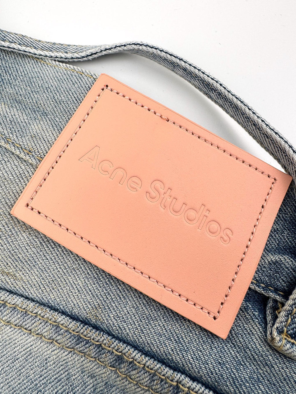 Acne Studios Paint‑Splatters Distressed Wide‑Leg Denim Jort Shorts