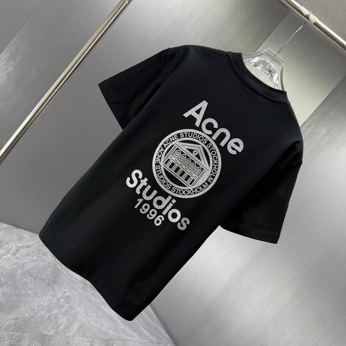 Acne Studios Stockholm 1996 Square‑Face Graphic Crew‑Neck Short‑Sleeve T‑Shirt