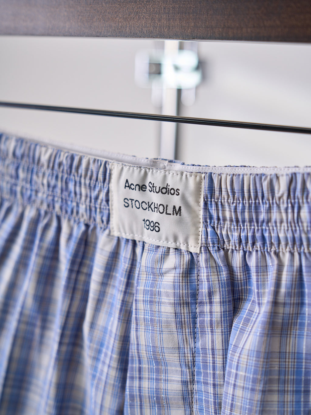 Acne Studios Blue Plaid Casual Boxer Shorts