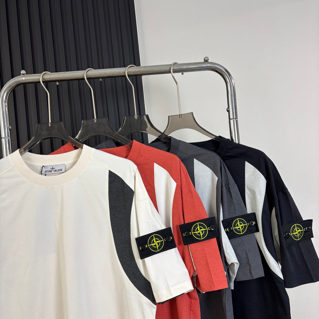 Stone Island American Sportswear Curved Contrast Panel Quick-Dry T-Shirt