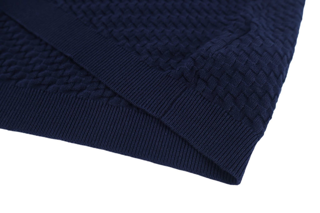 Emporio Armani Textured Knit Crew Neck Short‑Sleeve Top