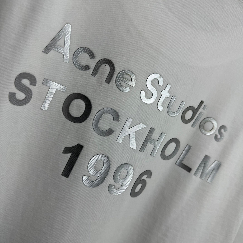 Acne Studios Square Patch‑Detail Distressed‑Trim Crew‑Neck Short‑Sleeve T‑Shirt
