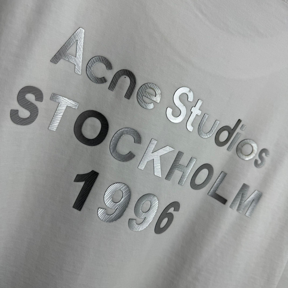 Acne Studios Square Patch‑Detail Distressed‑Trim Crew‑Neck Short‑Sleeve T‑Shirt