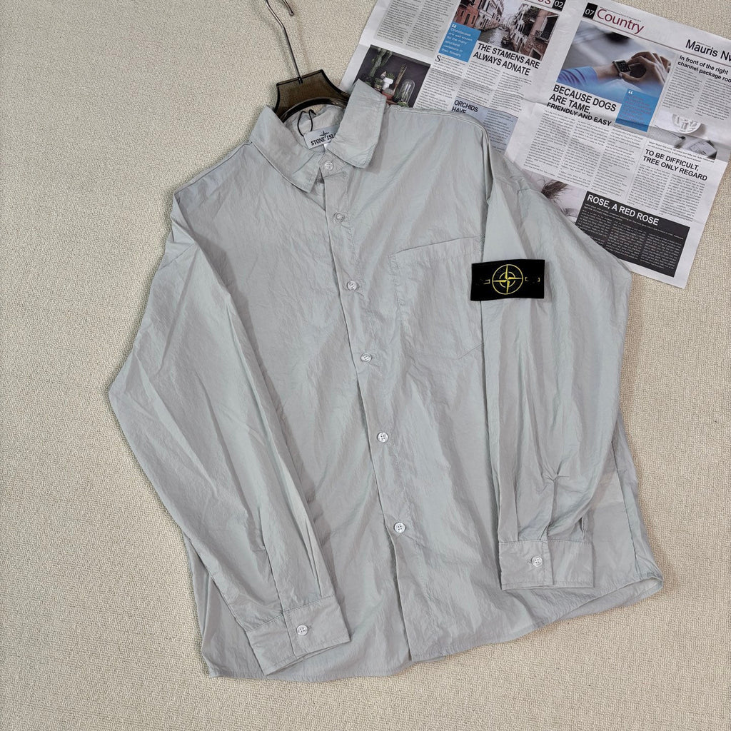 Stone Island Lightweight Sun-Protection Overshirt with Compass Badge Sleeve Patch