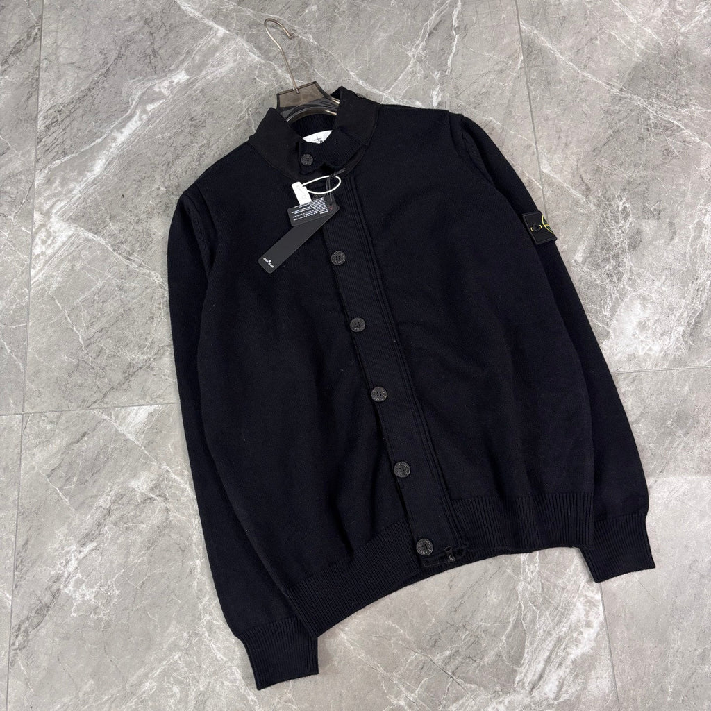 Stone Island Button-Front Knit Cardigan with Compass Badge