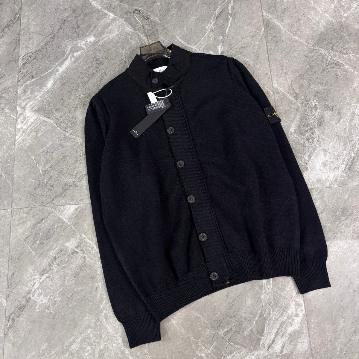 Stone Island Button-Front Knit Cardigan with Compass Badge