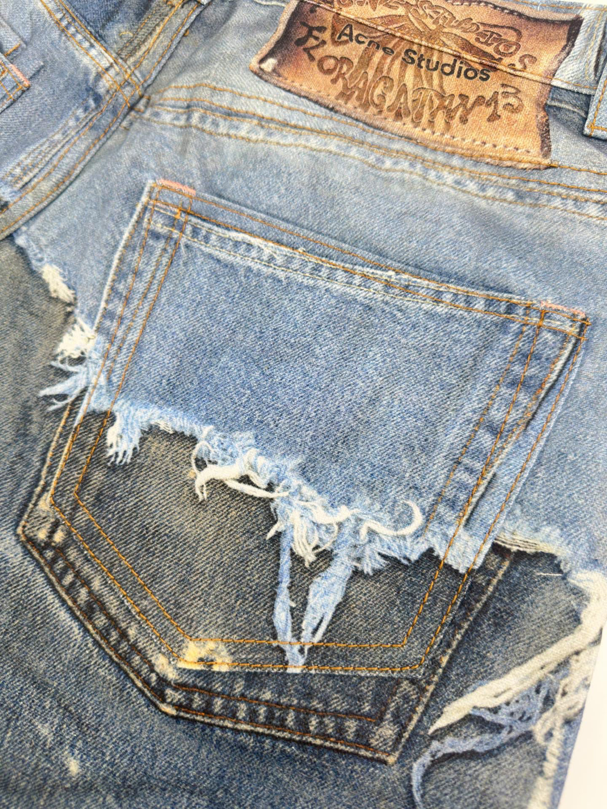 Acne Studios Distressed Denim Knee‑Length Shorts