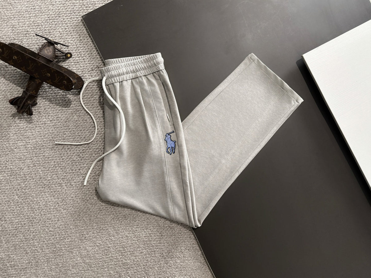 Ralph Lauren Men's Grey Drawstring Straight‑Leg Sweatpants