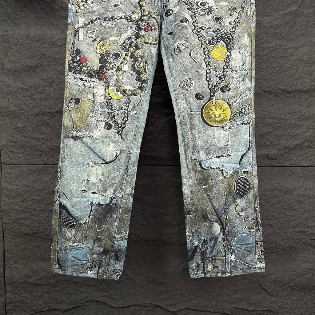 Acne Studios Ornate Chain‑Print Straight‑Leg Jeans