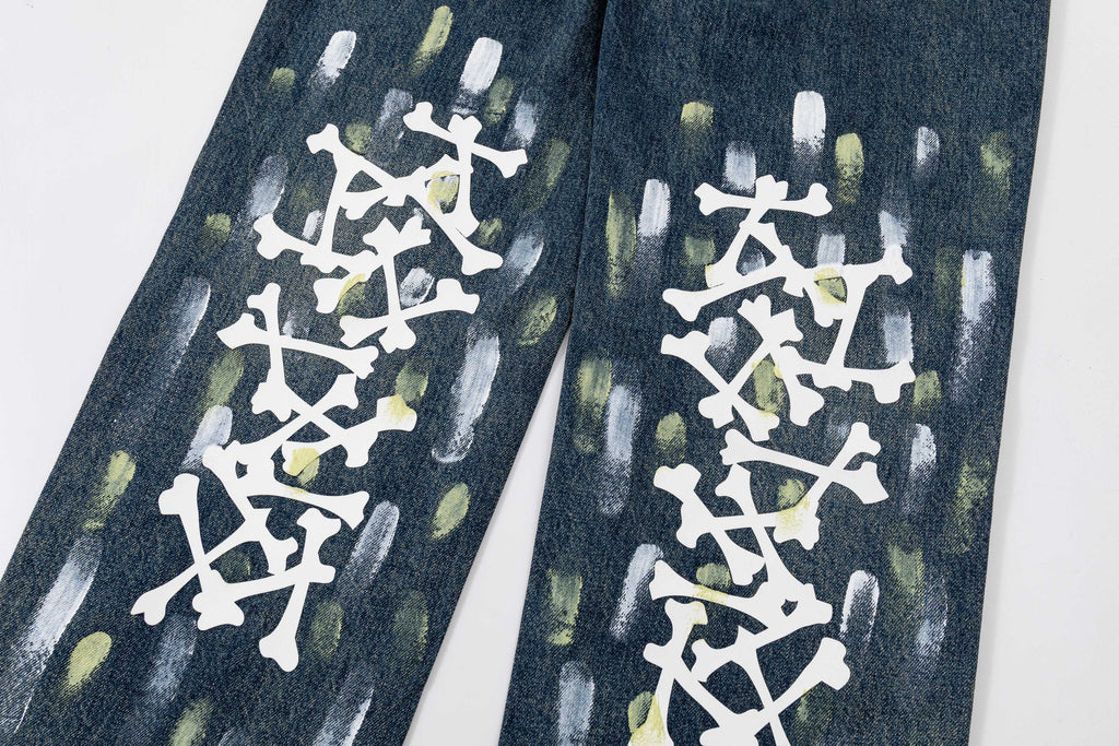 AMIRI Bone MA Logo Vintage Wash Baggy Denim Jeans