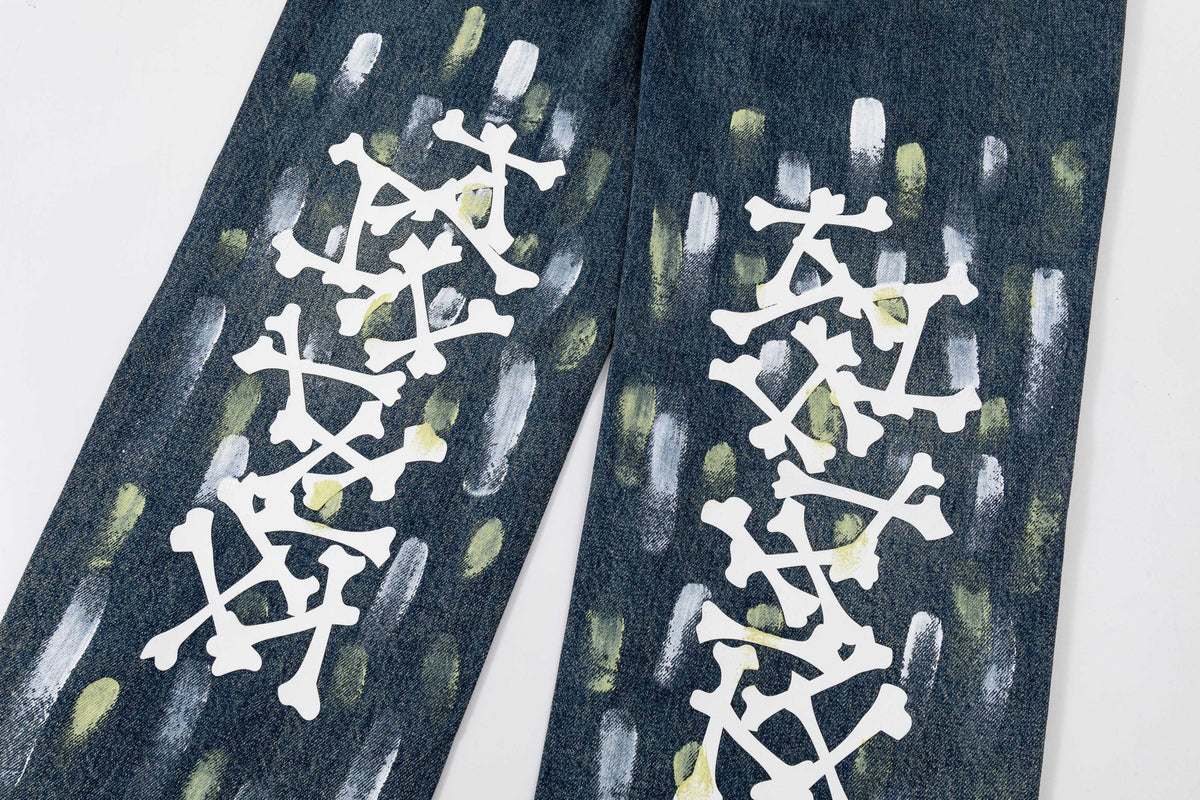 AMIRI Bone MA Logo Vintage Wash Baggy Denim Jeans