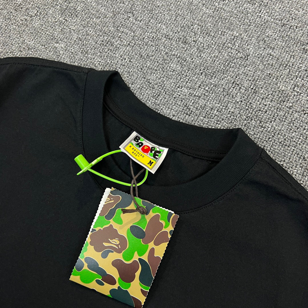 BAPE Souvenir Yokosuka Samurai Ape Head Puff Print Tee Oversized Unisex T-Shirt — Front Left Chest + Full Back