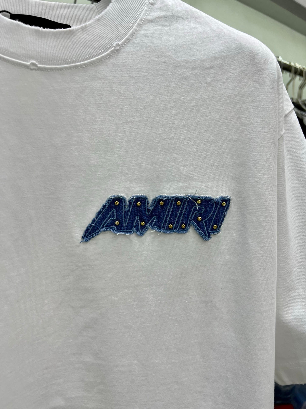 AMIRI Denim Patch MA Logo Short-Sleeve Crew Neck T-Shirt