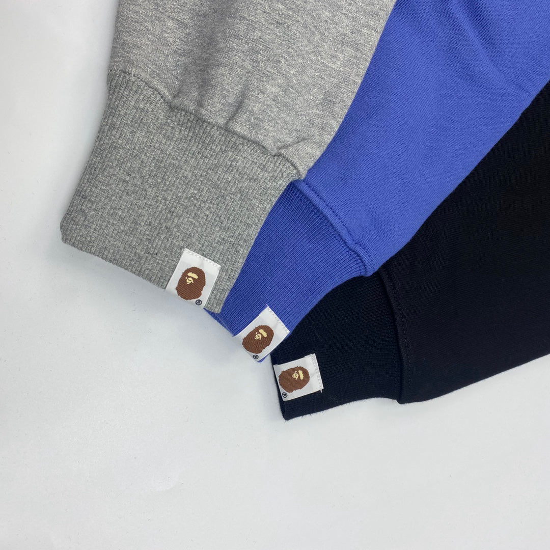 BAPE Bee Collegiate Arch "Bathing Ape" Contrast Crewneck Sweatshirt - Gray / Blue / Black
