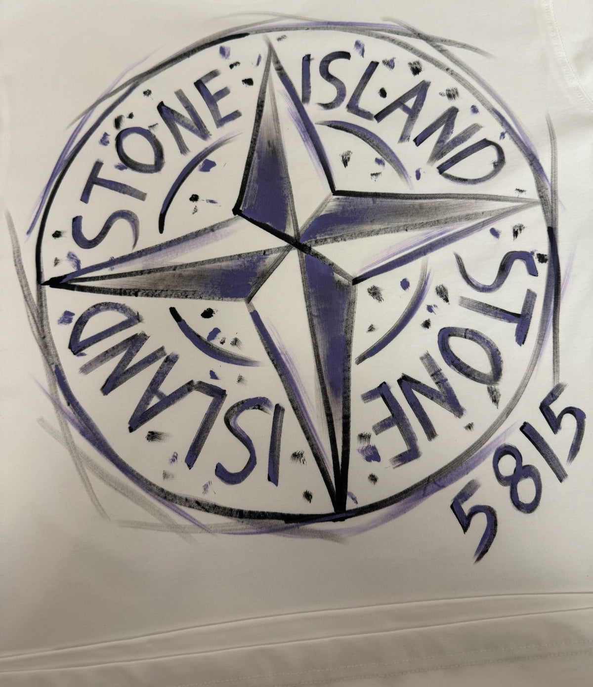 Stone Island Hand-Painted Graffiti T-Shirt with Compass Rose Back Print