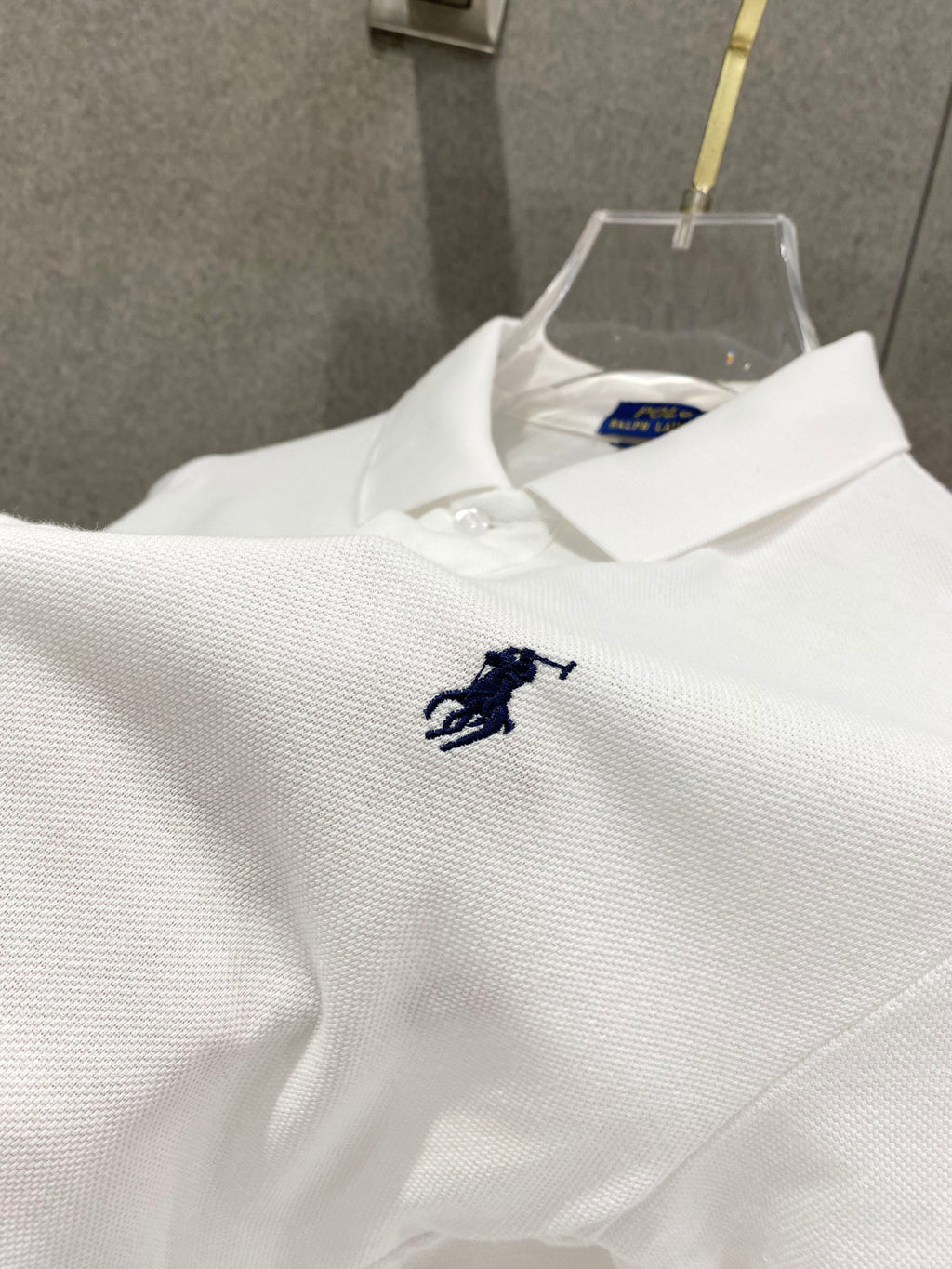 Men's Pique Short‑Sleeve Polo Shirt Small Horse Embroidery Solid White Casual Top