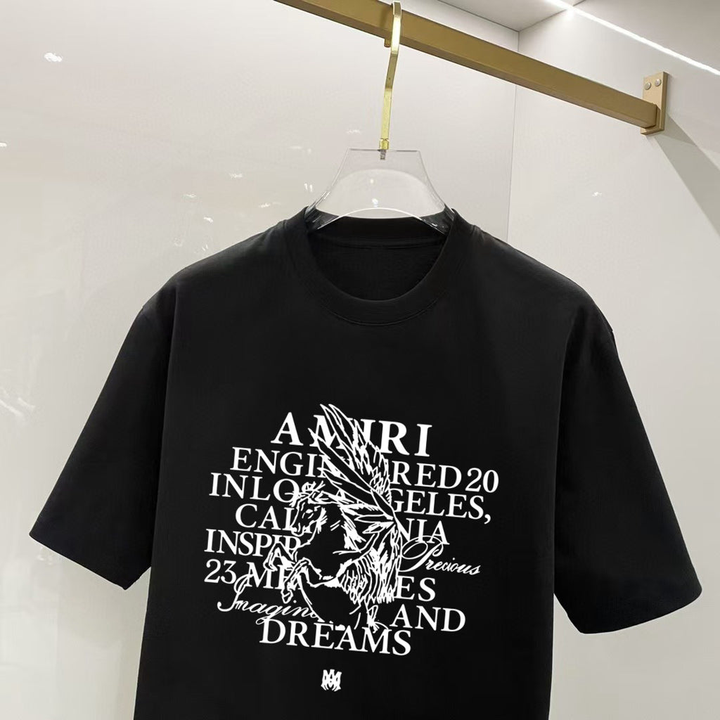 AMIRI Los Angeles Text Portrait Graphic Crew Neck Short‑Sleeve T‑Shirt