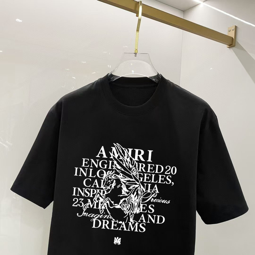 AMIRI Los Angeles Text Portrait Graphic Crew Neck Short‑Sleeve T‑Shirt
