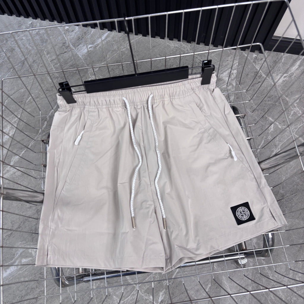Stone Island Quick-Dry Athletic Shorts with Contrast Drawstring and Compass Badge