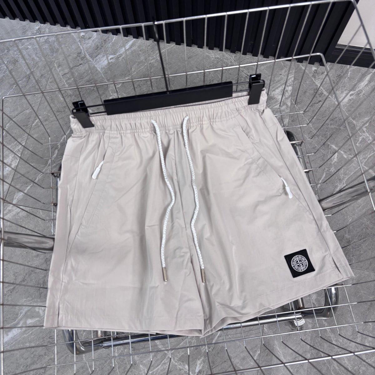 Stone Island Quick-Dry Athletic Shorts with Contrast Drawstring and Compass Badge