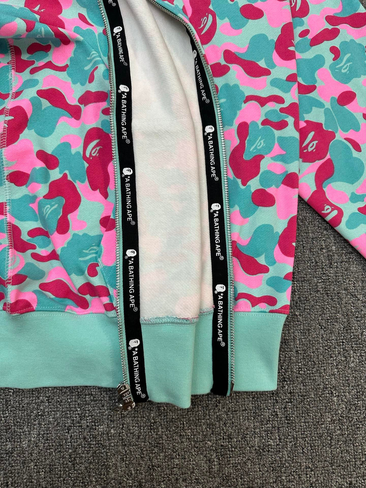 BAPE Miami 4th Anniversary WGM Shark Full-Zip Double Hood Hoodie — Miami ABC Camo