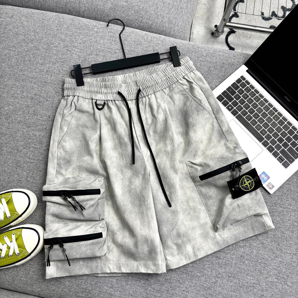 Stone Island Techwear Cargo Shorts with Double-Zip 3D Pockets and Compass Badge