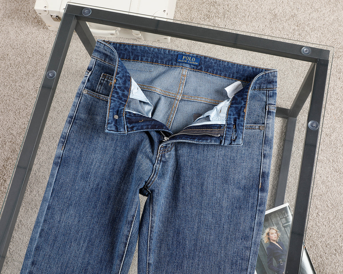 Men's Classic Straight‑Leg Denim Jeans Vintage Washed Casual Blue Pants
