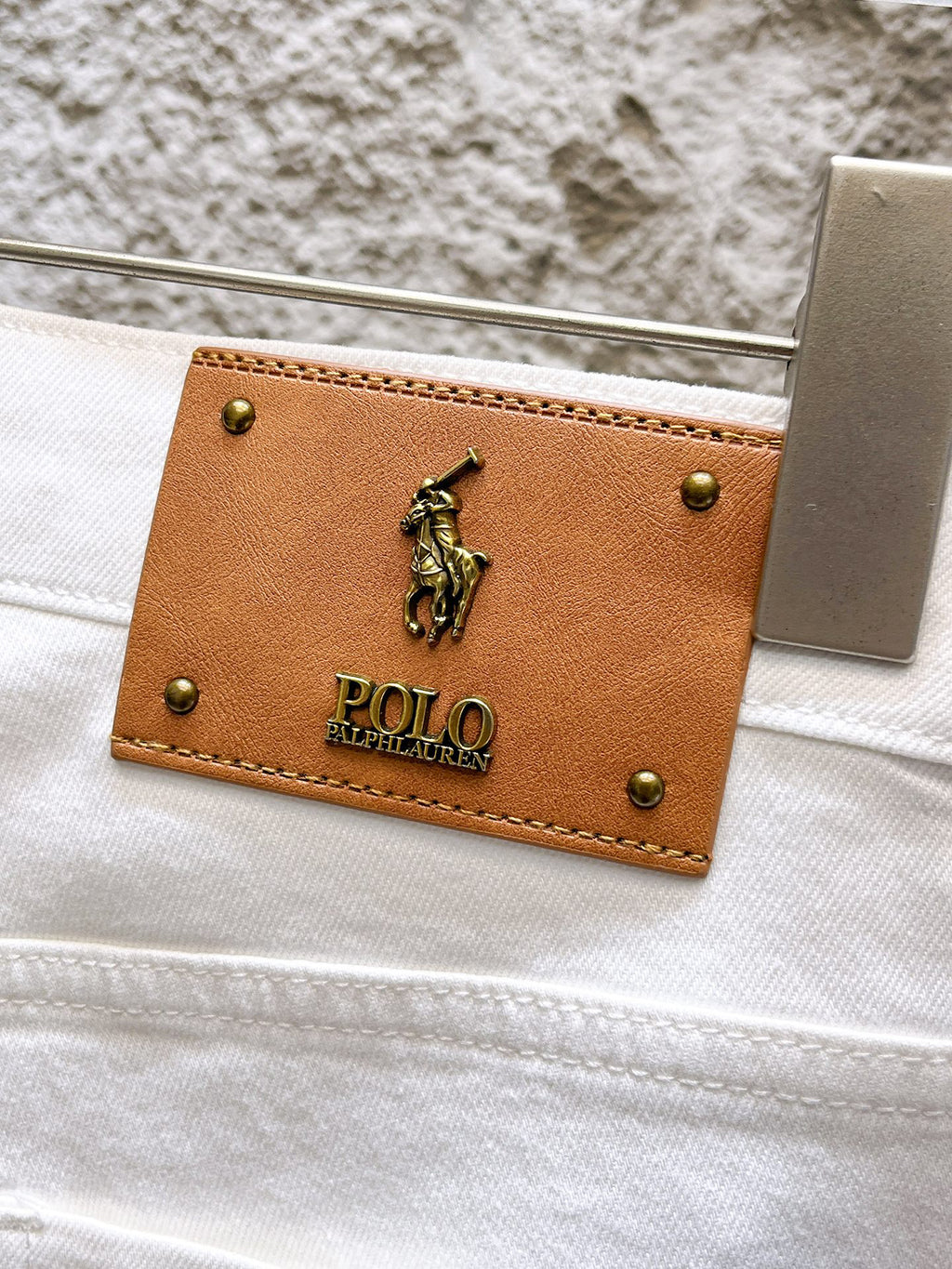 Ralph Lauren Men's White Wide‑Leg Denim Pants