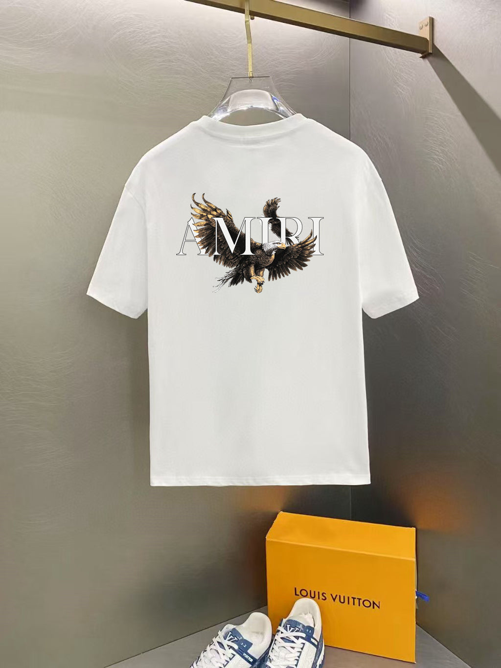 Amiri Eagle Logo Chest Graphic Crew‑Neck Short‑Sleeve T‑Shirt