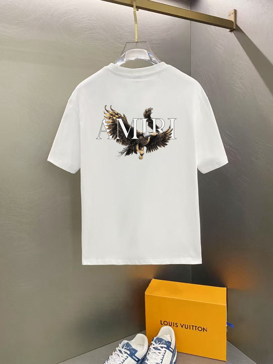 Amiri Eagle Logo Chest Graphic Crew‑Neck Short‑Sleeve T‑Shirt