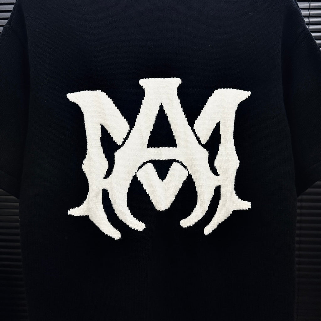 AMIRI Pixel‑Logo Short‑Sleeve Knit T‑Shirt