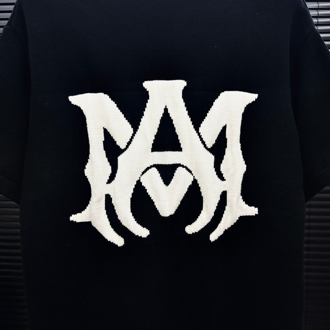 AMIRI Pixel‑Logo Short‑Sleeve Knit T‑Shirt