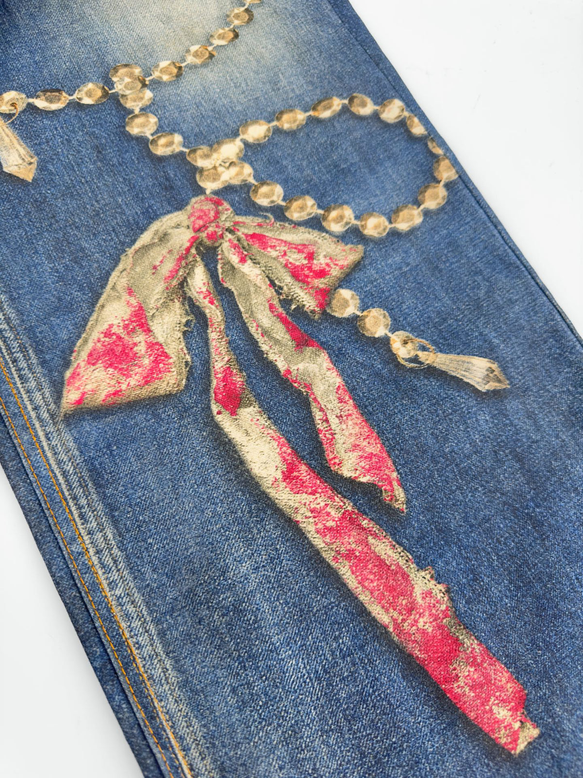 Acne Studios Ornate Graphic‑Print Wide‑Leg Denim Jeans