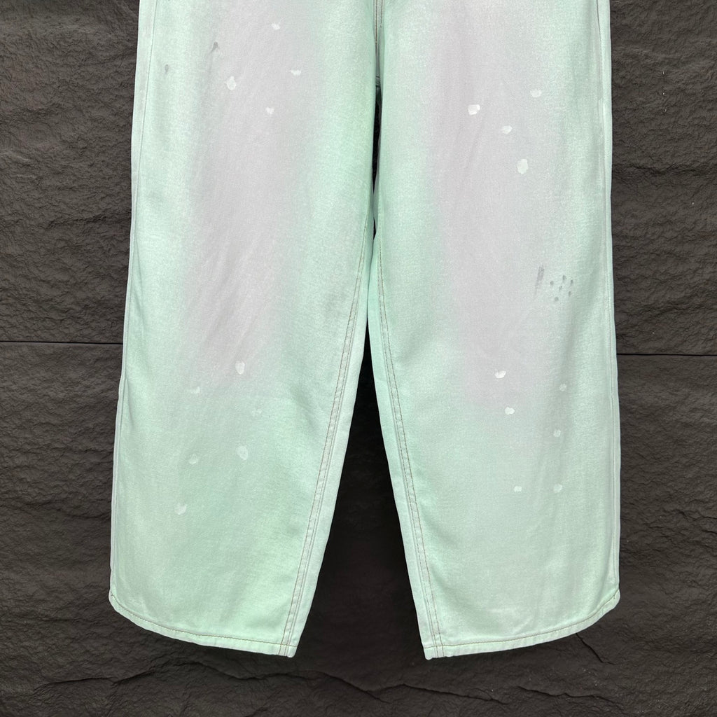 Acne Studios Mint Wash Paint‑Splatter Wide‑Leg Jeans