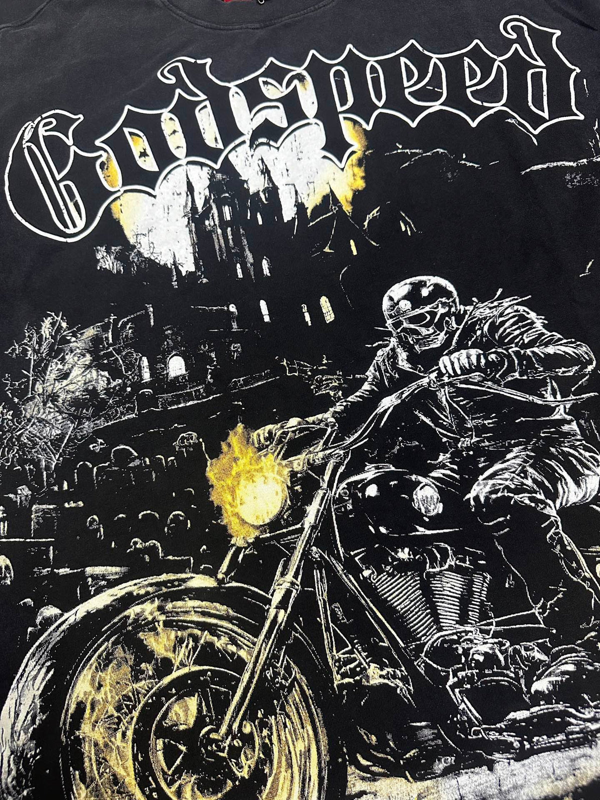 Godspeed Ghost Rider Biker Short Sleeve Tee (Washed Black)