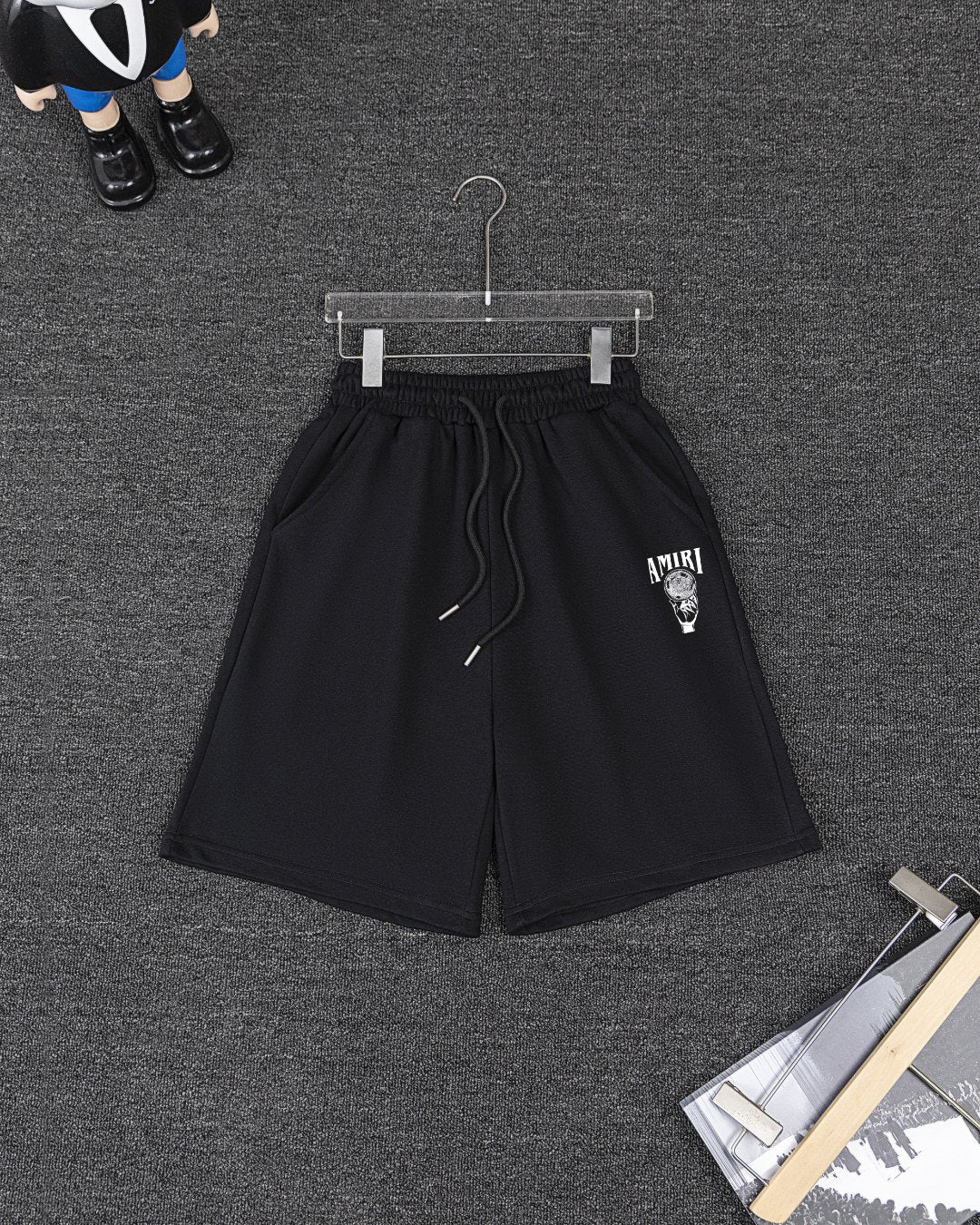 AMIRI Crystal‑Ball‑Hand Graphic Short‑Sleeve Tee & Drawstring Shorts Set