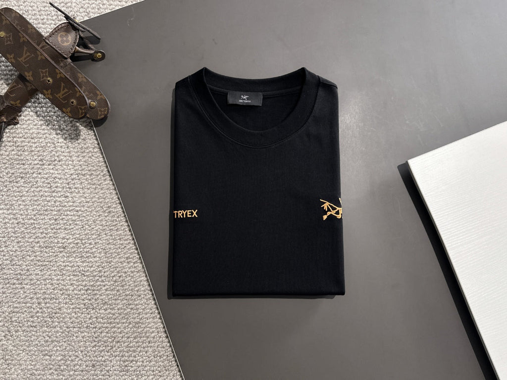 Arc'teryx Gold Archaeopteryx & Wordmark Chest Embroidery 260gsm Double-Yarn Unisex T-Shirt