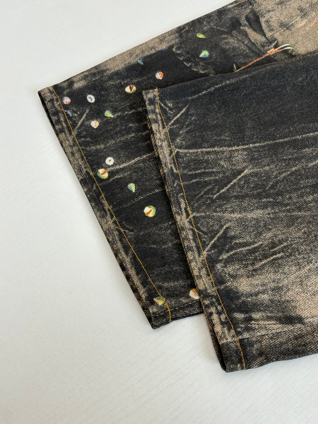 Acne Studios Chain‑Print Wide‑Leg Vintage‑Wash Denim Jeans