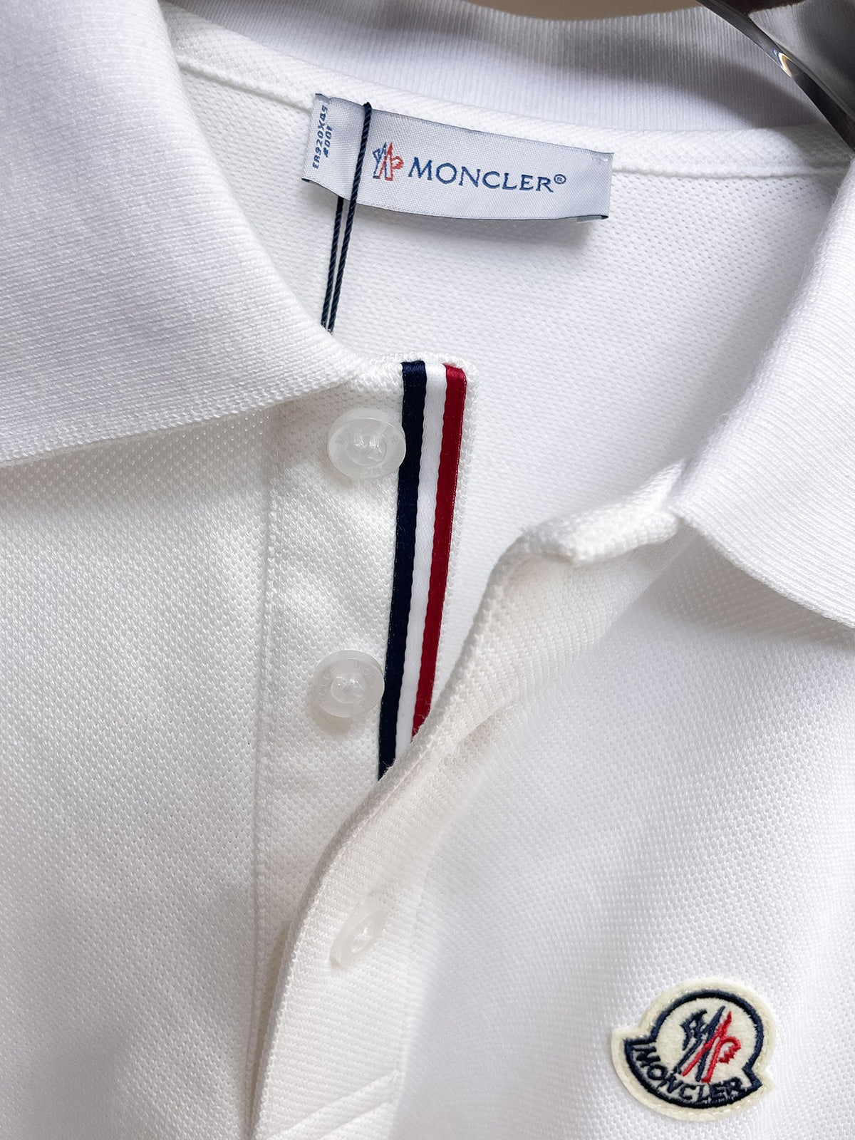 Moncler Badge Piqué Polo Shirt White