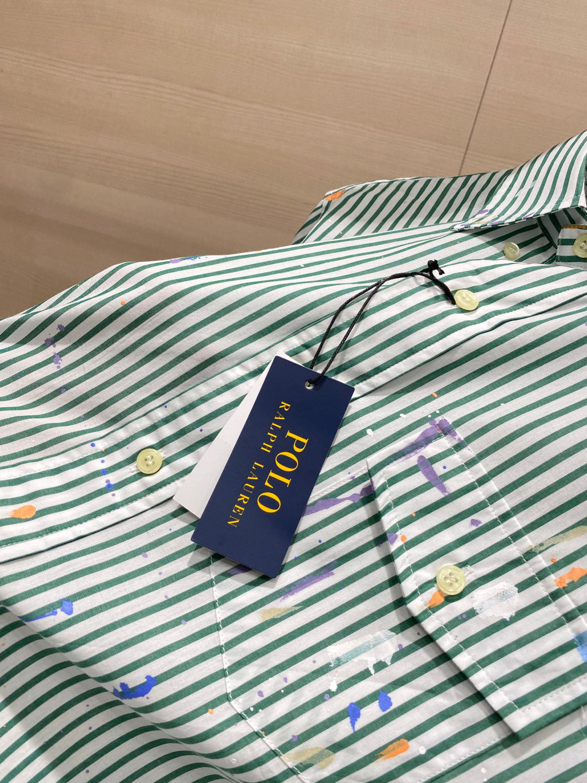 Ralph Lauren Men's Paint‑Splatter Stripe Long‑Sleeve Shirt