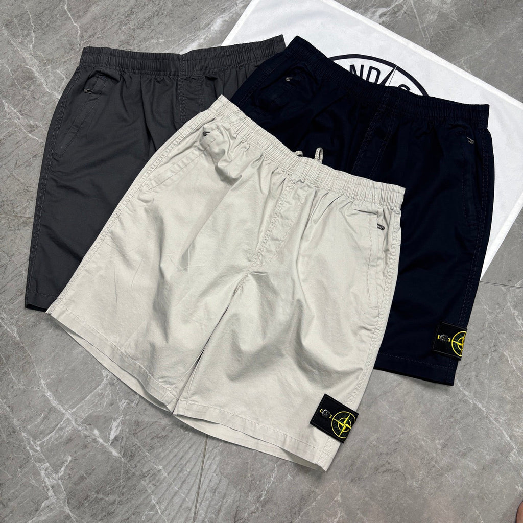 Stone Island Mid-Length Utility Cotton Shorts with Elasticated Waist and Compass Badge