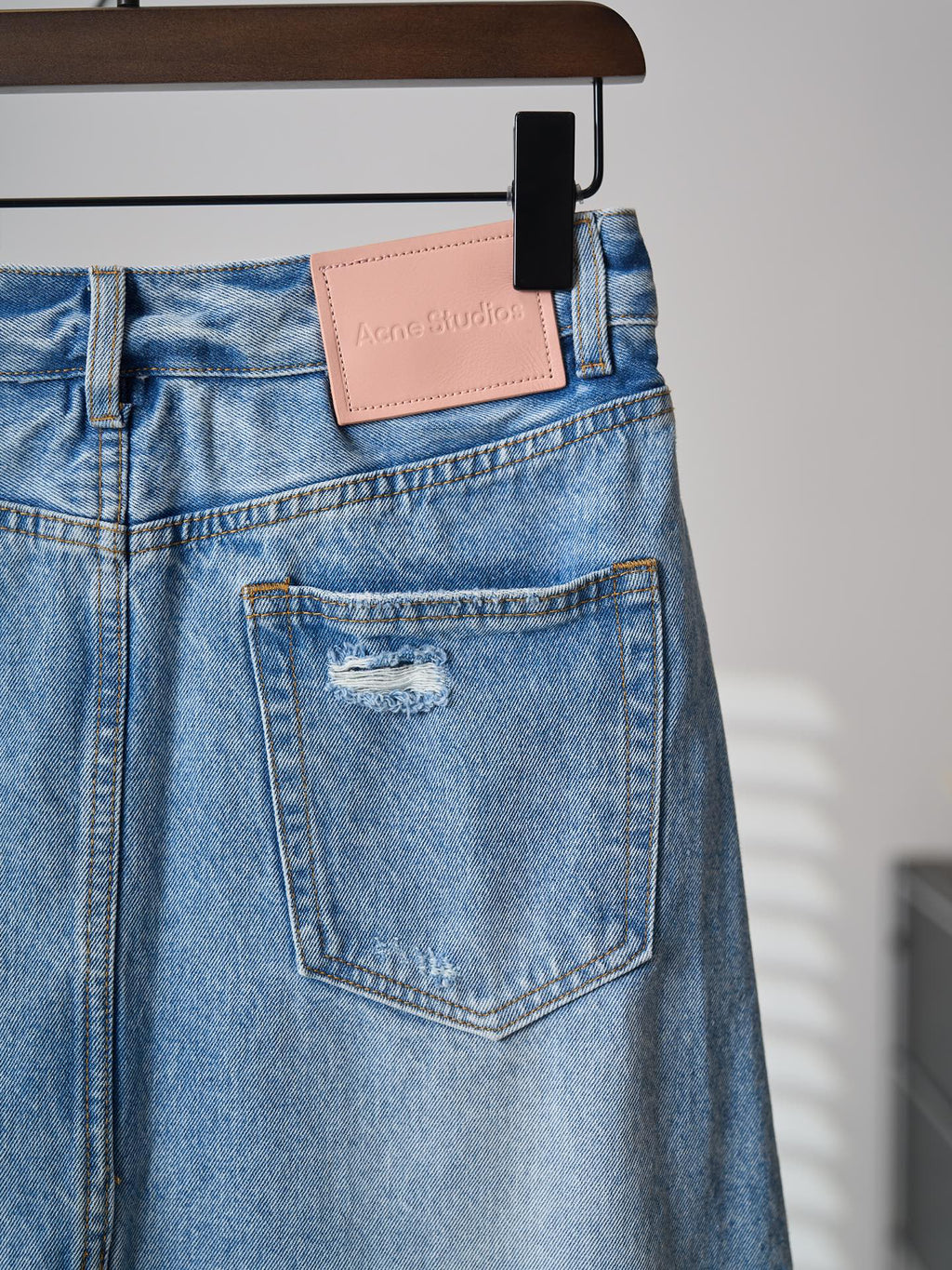 Acne Studios Distressed Layer‑Look Denim Skirt‑Trousers
