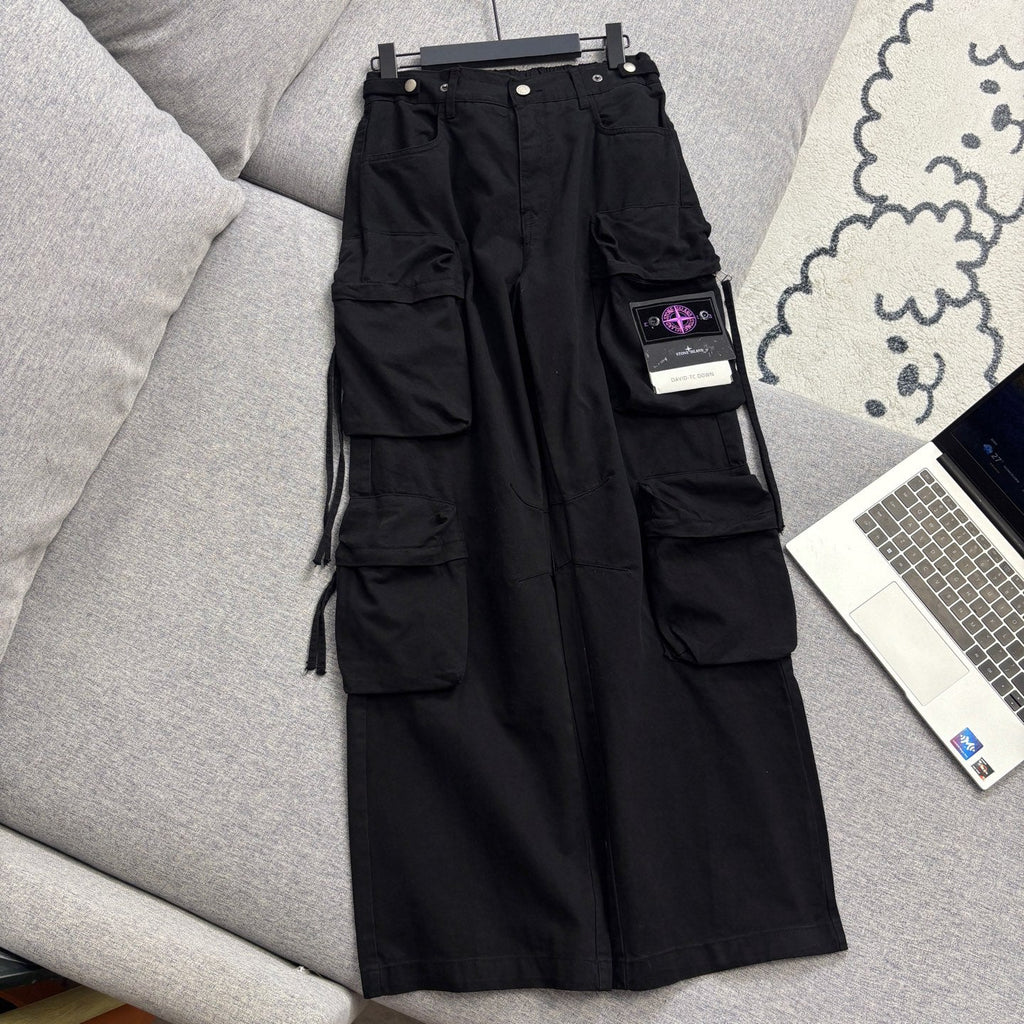 Stone Island Multi-Pocket Straight Cargo Parachute Pants with Compass Badge - 3 Colors