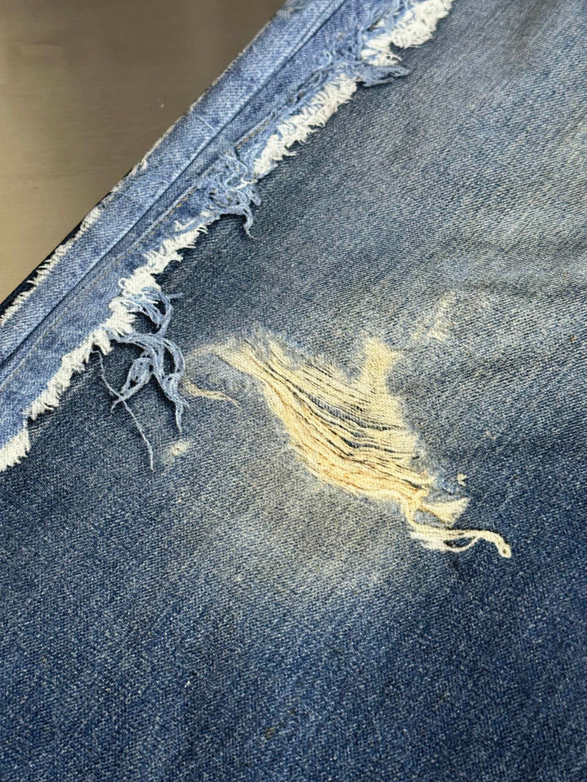 Acne Studios Heavy Distressed Frayed Edge Wide‑Leg Jeans