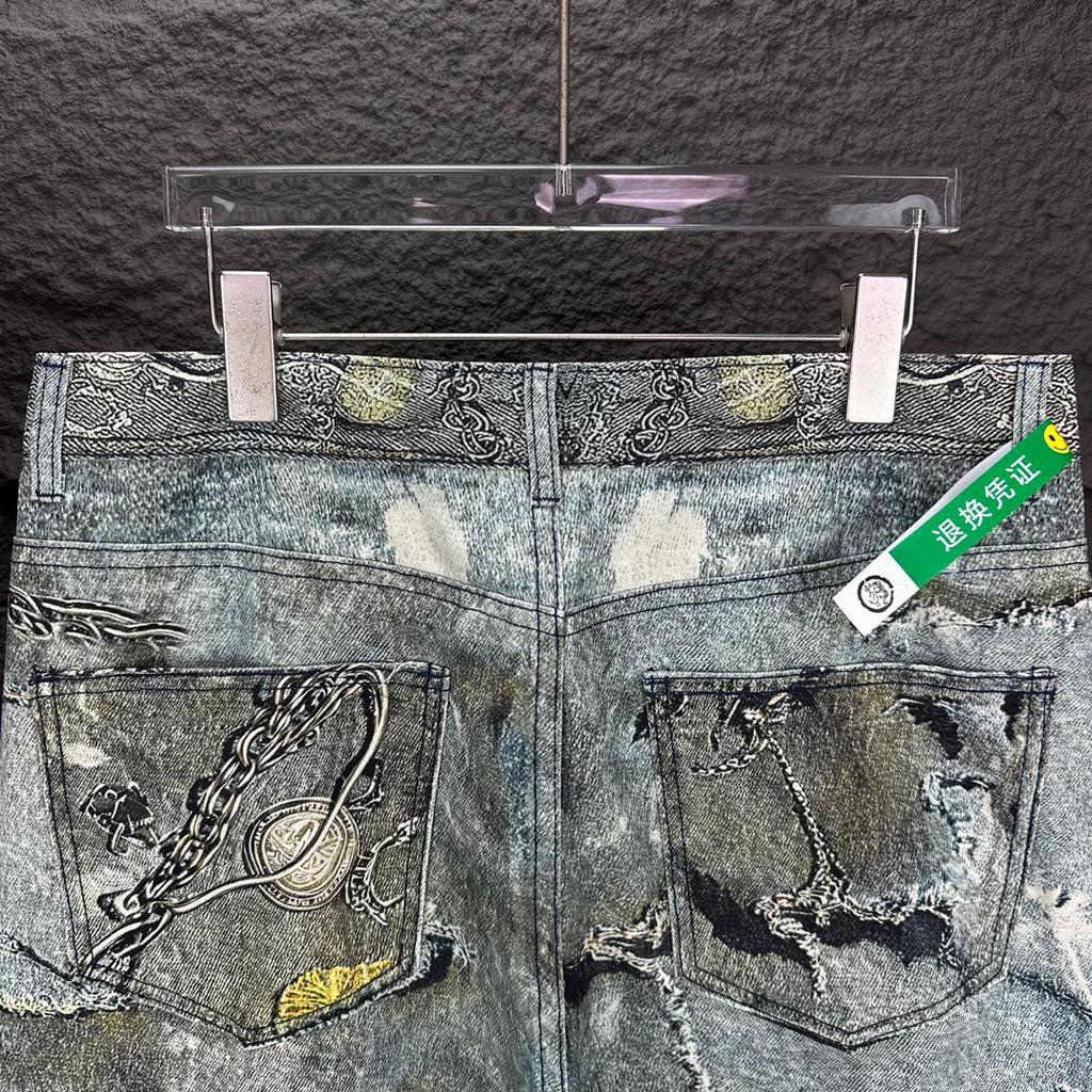 Acne Studios Ornate Chain‑Print Straight‑Leg Jeans