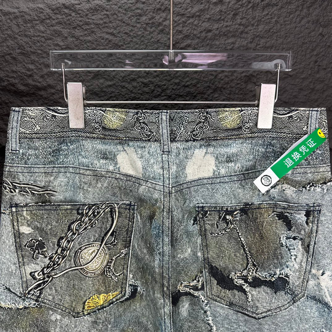 Acne Studios Ornate Chain‑Print Straight‑Leg Jeans