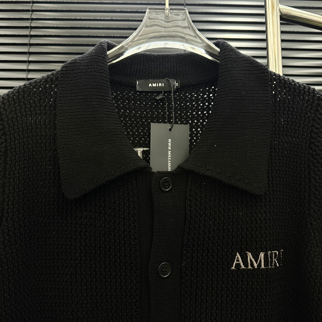 AMIRI Minimal Logo Short‑Sleeve Knit Cardigan
