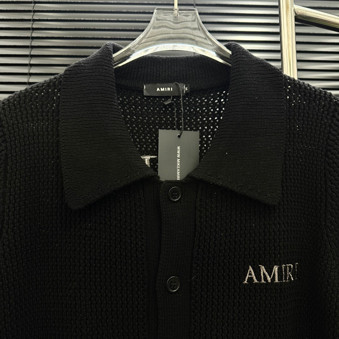 AMIRI Minimal Logo Short‑Sleeve Knit Cardigan