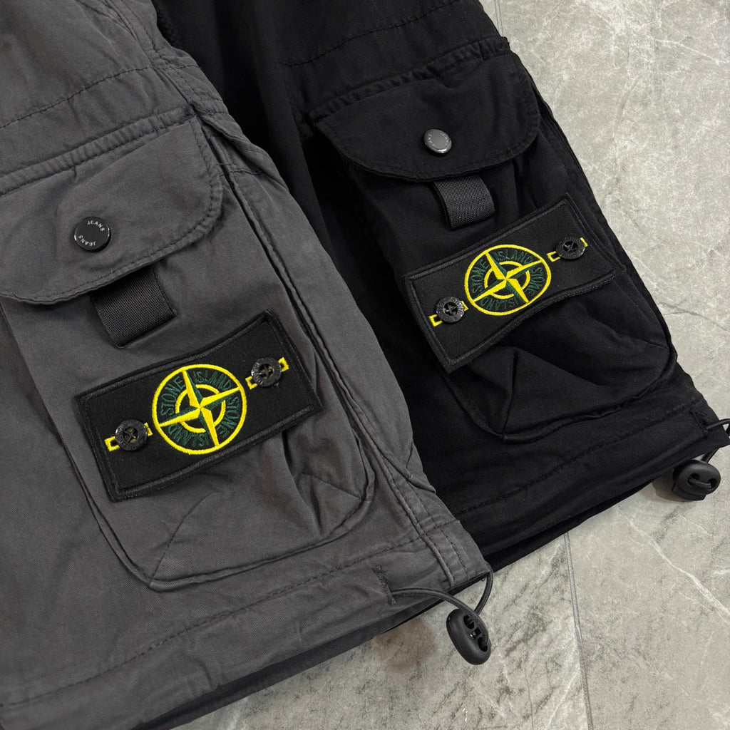 Stone Island 2-in-1 Zip-Off Convertible Cargo Trousers with Compass Badge