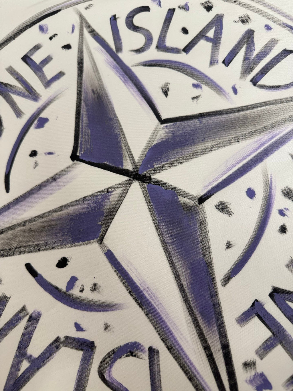 Stone Island Hand-Painted Graffiti T-Shirt with Compass Rose Back Print
